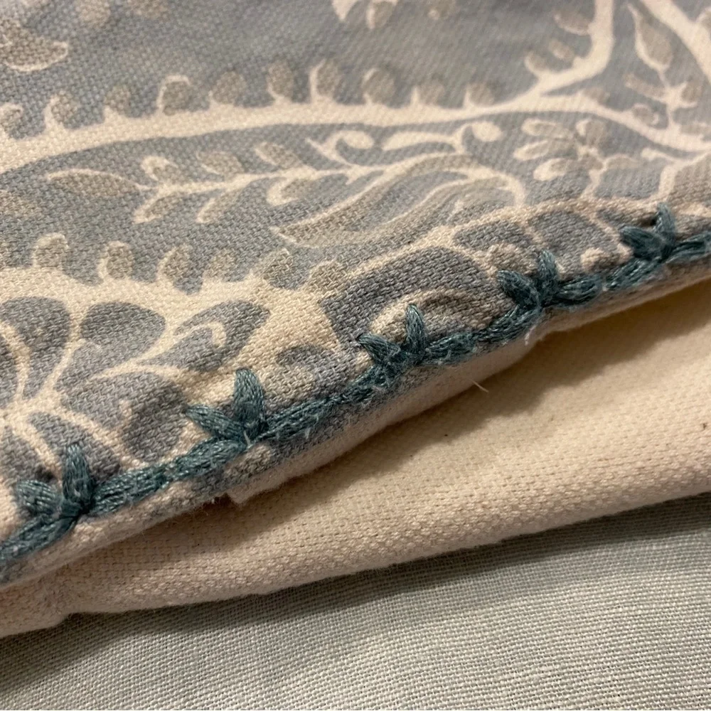 Set of 2 Pottery Barn Paisley Pillow Covers in Light Blue and Cream